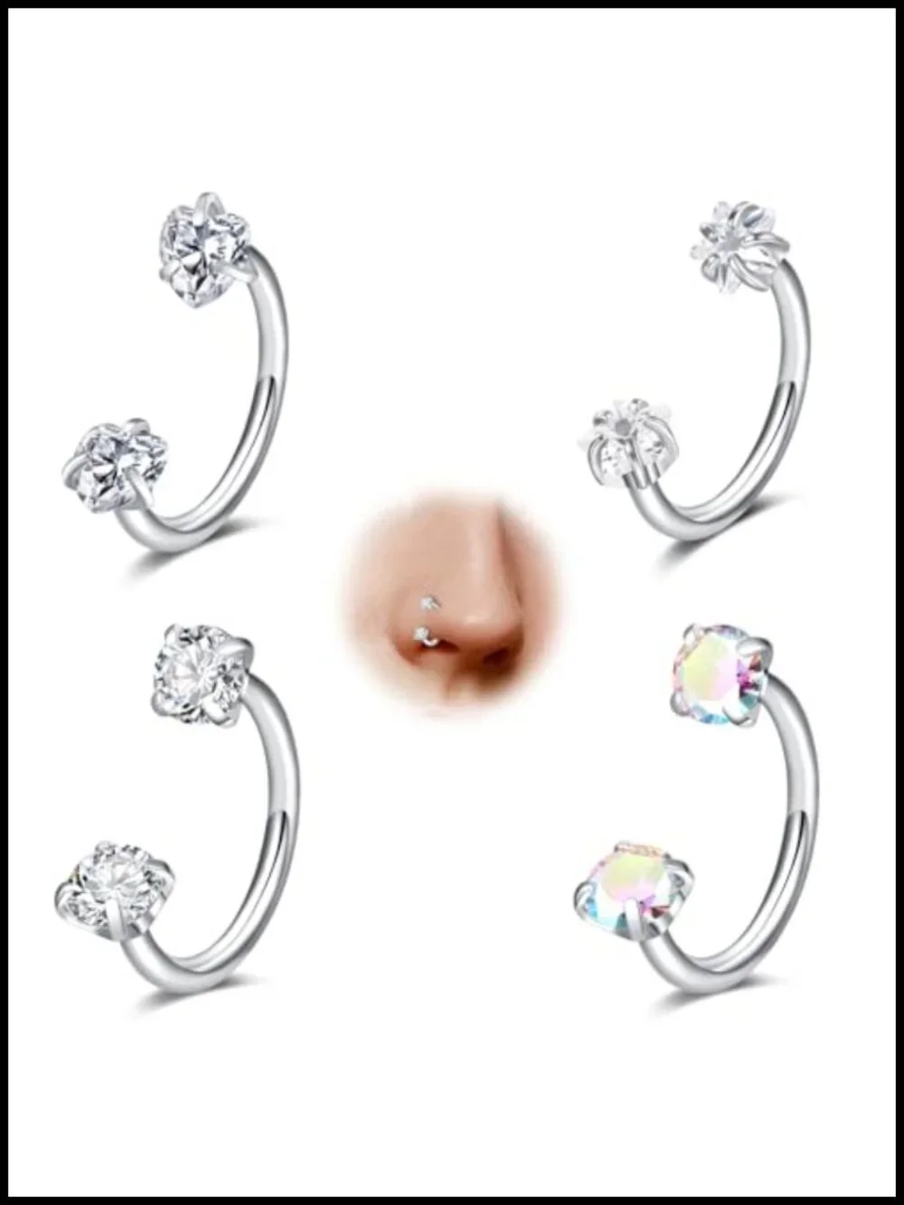18G Surgical Steel Nose Hoop Ring Set 8mm Horseshoe Lip Tragus Helix Jewelry